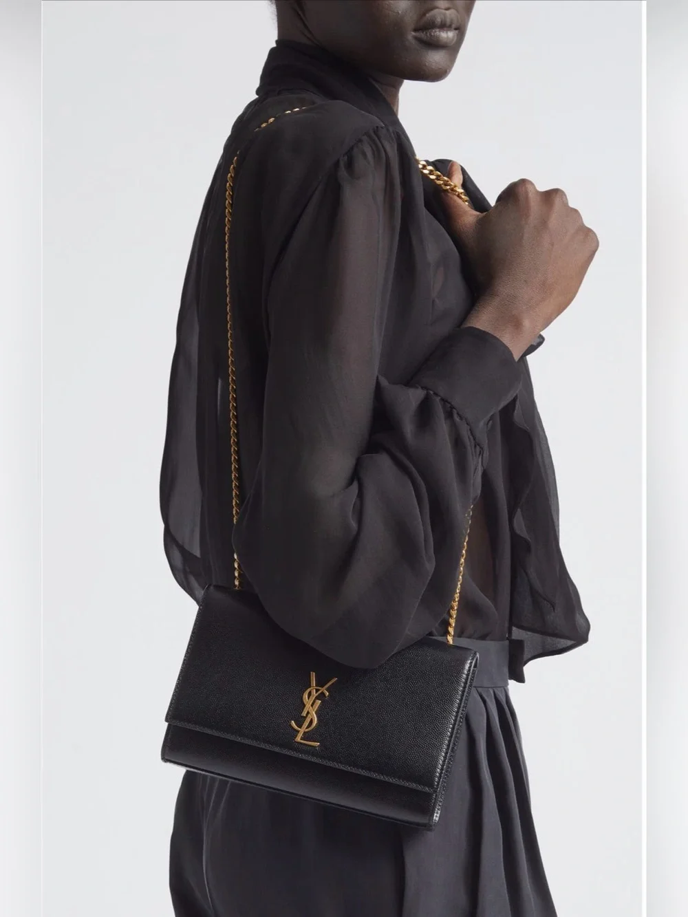 Saint Laurent Kate YSL Medium Leather Crossbody Bag in Black